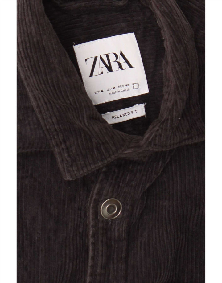 Zara Hombre Camisa De Pana De Corte Relajado Azul Marino Mediano