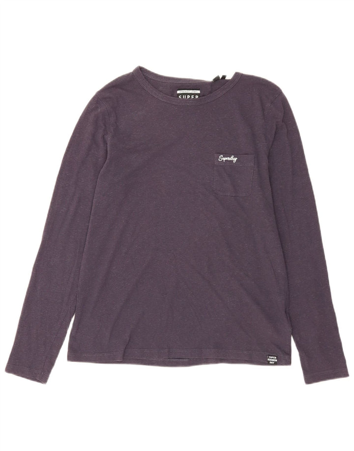 Superdry Mujer Top Manga Larga UK 40 Medio Azul Marino Algodón