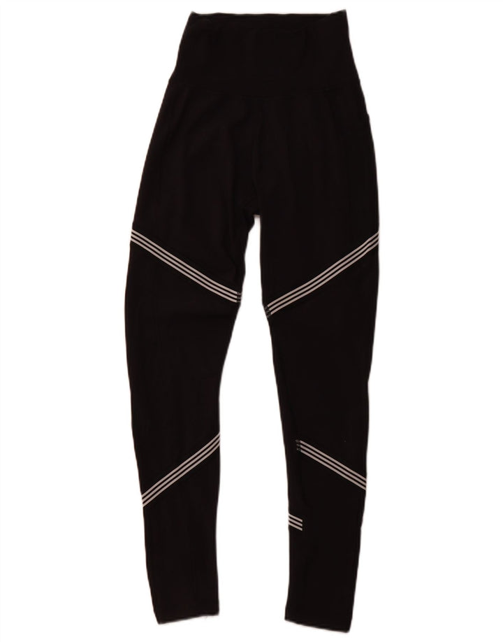 ADIDAS Leggings Climalite para mujer UK 6 XS Poliéster a rayas negras
