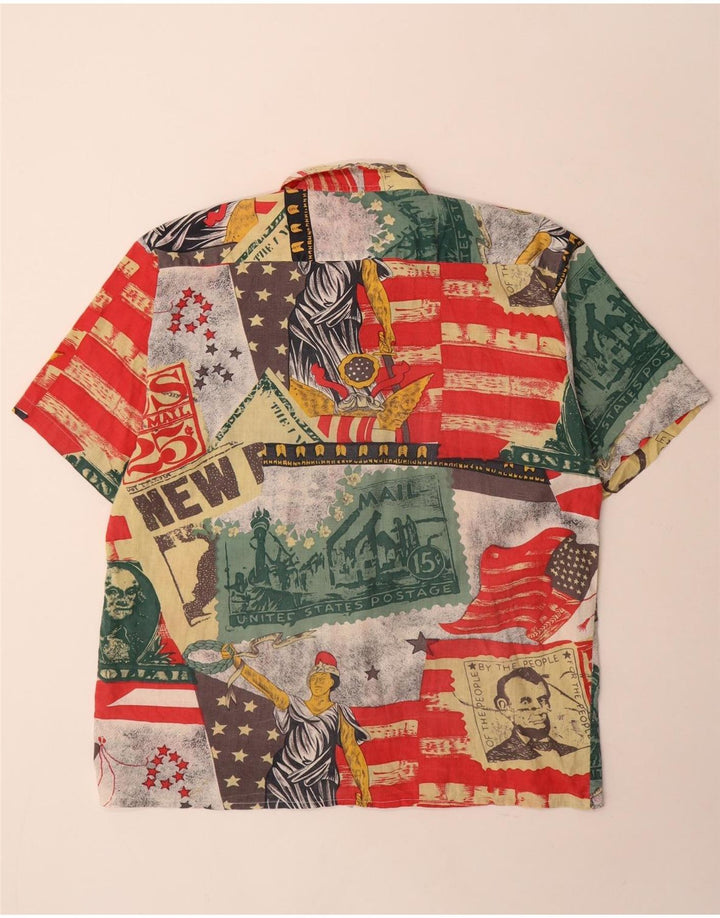 Vintage hombres patrón abstracto camisa tamaño 43/44 grande multicolor