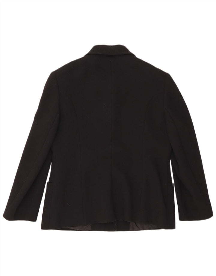 Vintage mujer 3 botones Blazer chaqueta Reino Unido 18 XL lana negra
