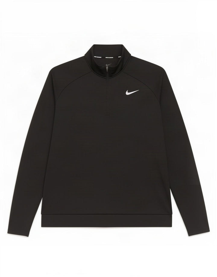 Nike Dri Fit - Sudadera con cuello y cremallera para mujer, talla 40, talla grande, poliéster negro