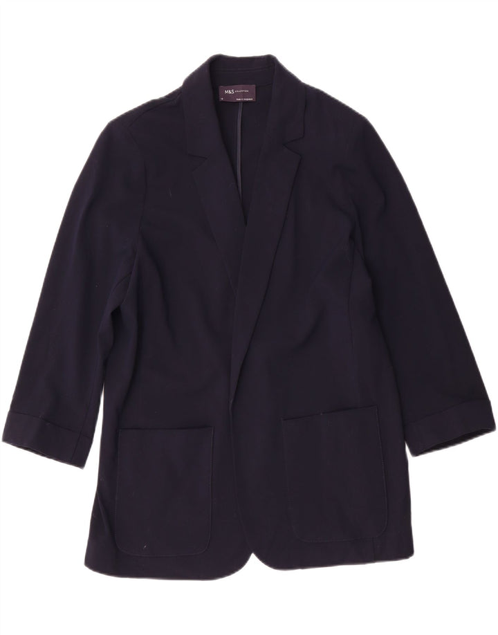 Marks & Spencer Chaqueta tipo blazer abierta de manga 3/4 para mujer UK 44 Azul marino mediano