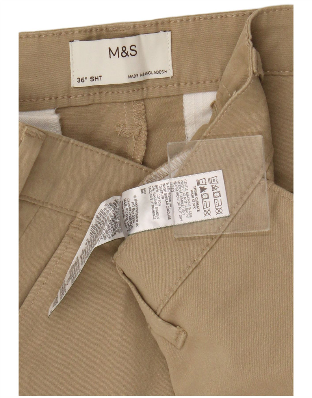 Marks & Spencer Pantalones cortos chinos para hombre W36 Algodón beige grande