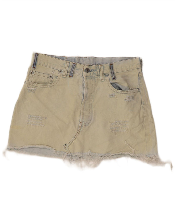 LEVI'S Minifalda vaquera desgastada para mujer W28 Algodón azul medio