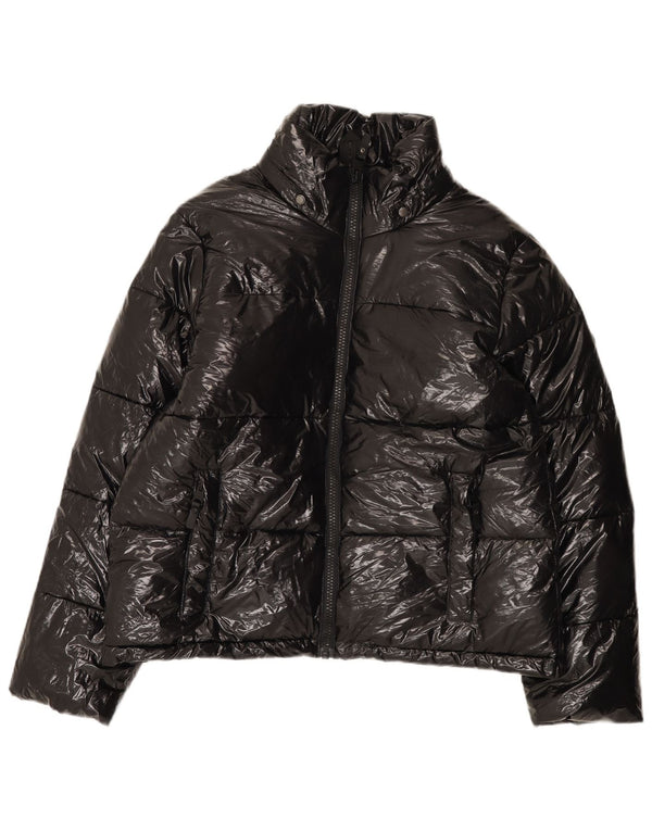 Vintage mujer chaqueta acolchada de gran tamaño Reino Unido 18 XL nailon negro