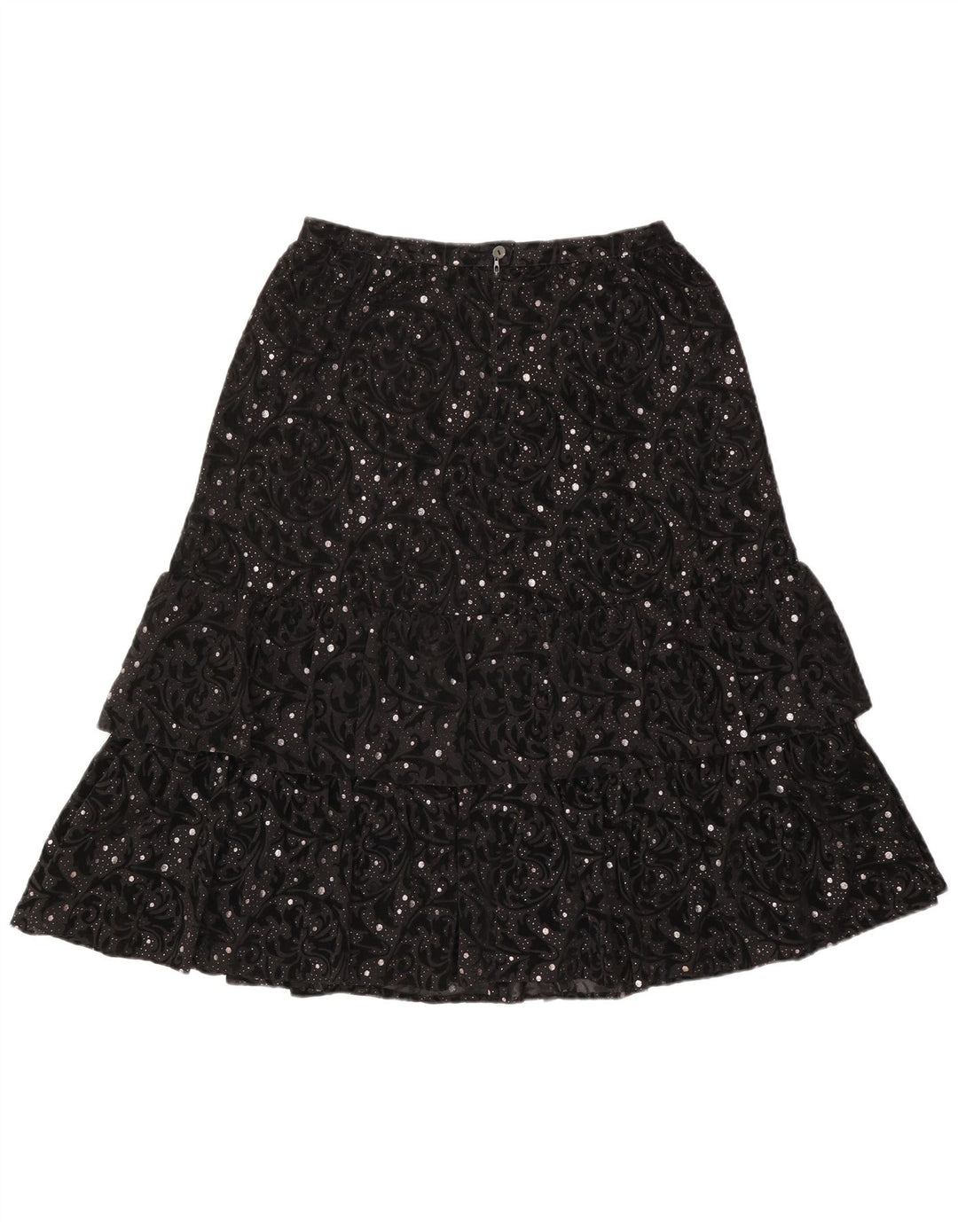 Falda escalonada vintage para mujer IT 44 Mediana W30 Poliamida Paisley Negra