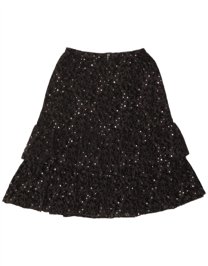 Falda escalonada vintage para mujer IT 44 Mediana W30 Poliamida Paisley Negra