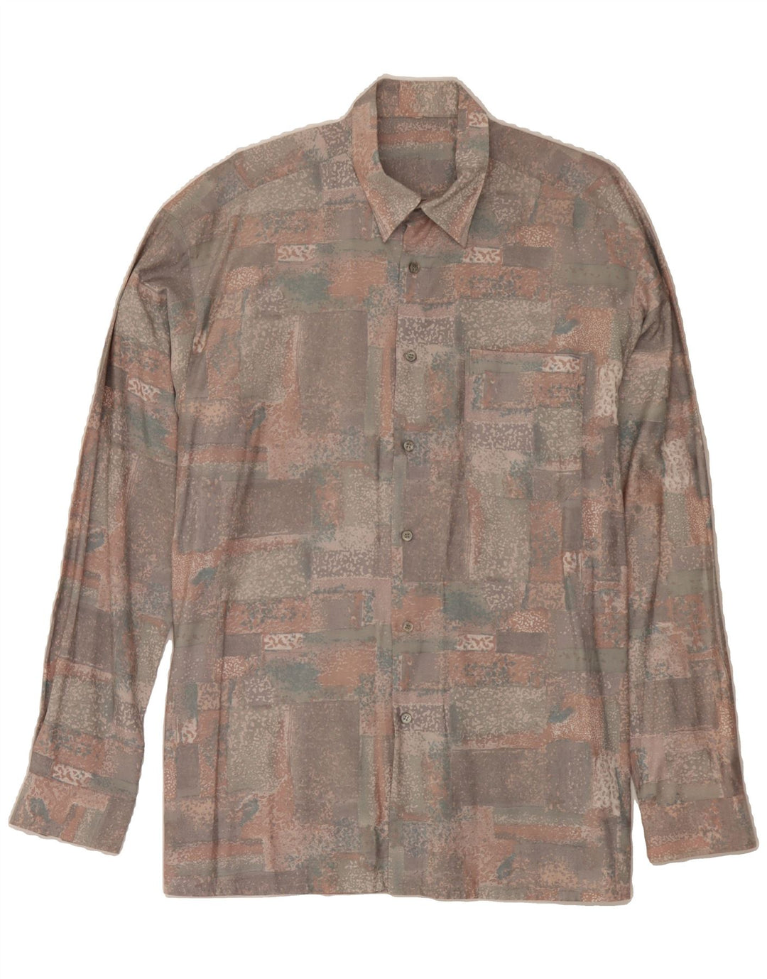 VINTAGE Mens Shirt Large Multicoloured Patchwork Polyester Vintage Vintage and Second-Hand Vintage from Messina Hembry 