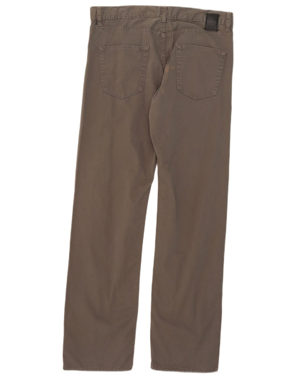Hugo Boss Mens Straight Casual Trousers W34 L32 Grey Cotton