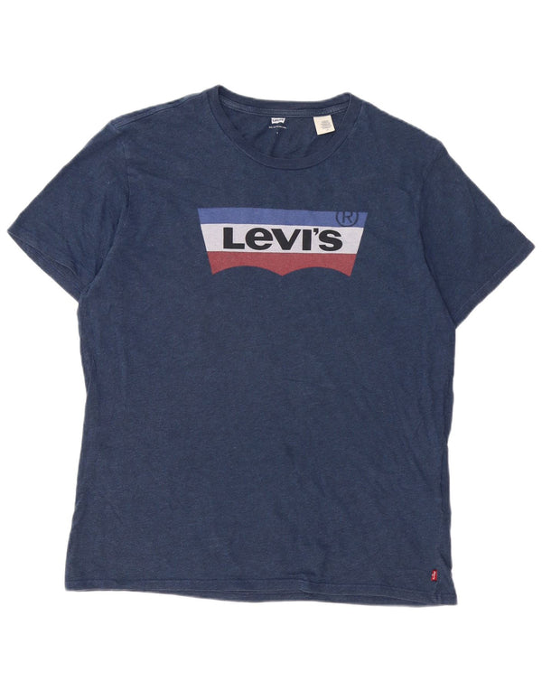 Levi's Camiseta gráfica para hombre Top grande de algodón azul marino