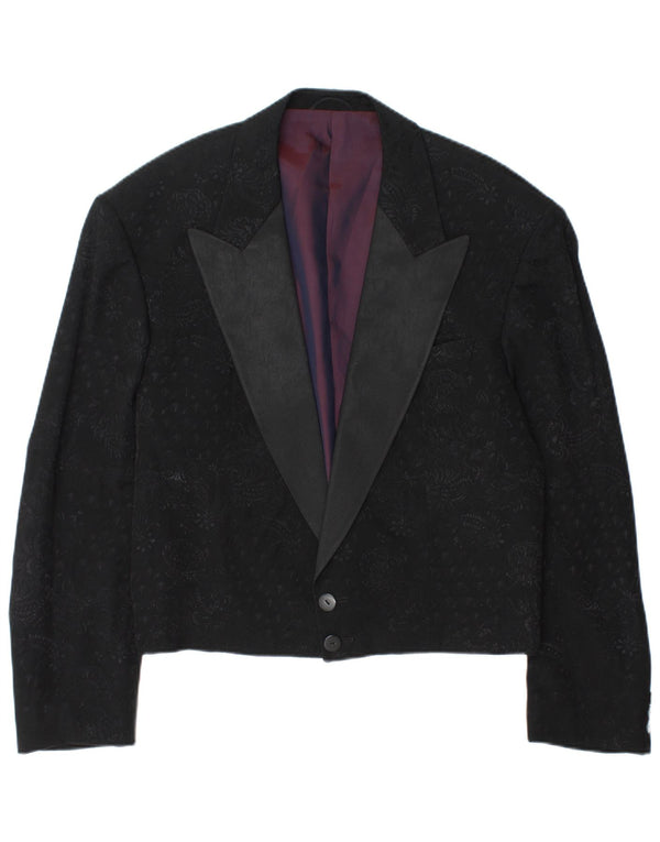 Wilvorst Chaqueta tipo blazer de 2 botones para hombre UK 40 Large Black Paisley Viscosa