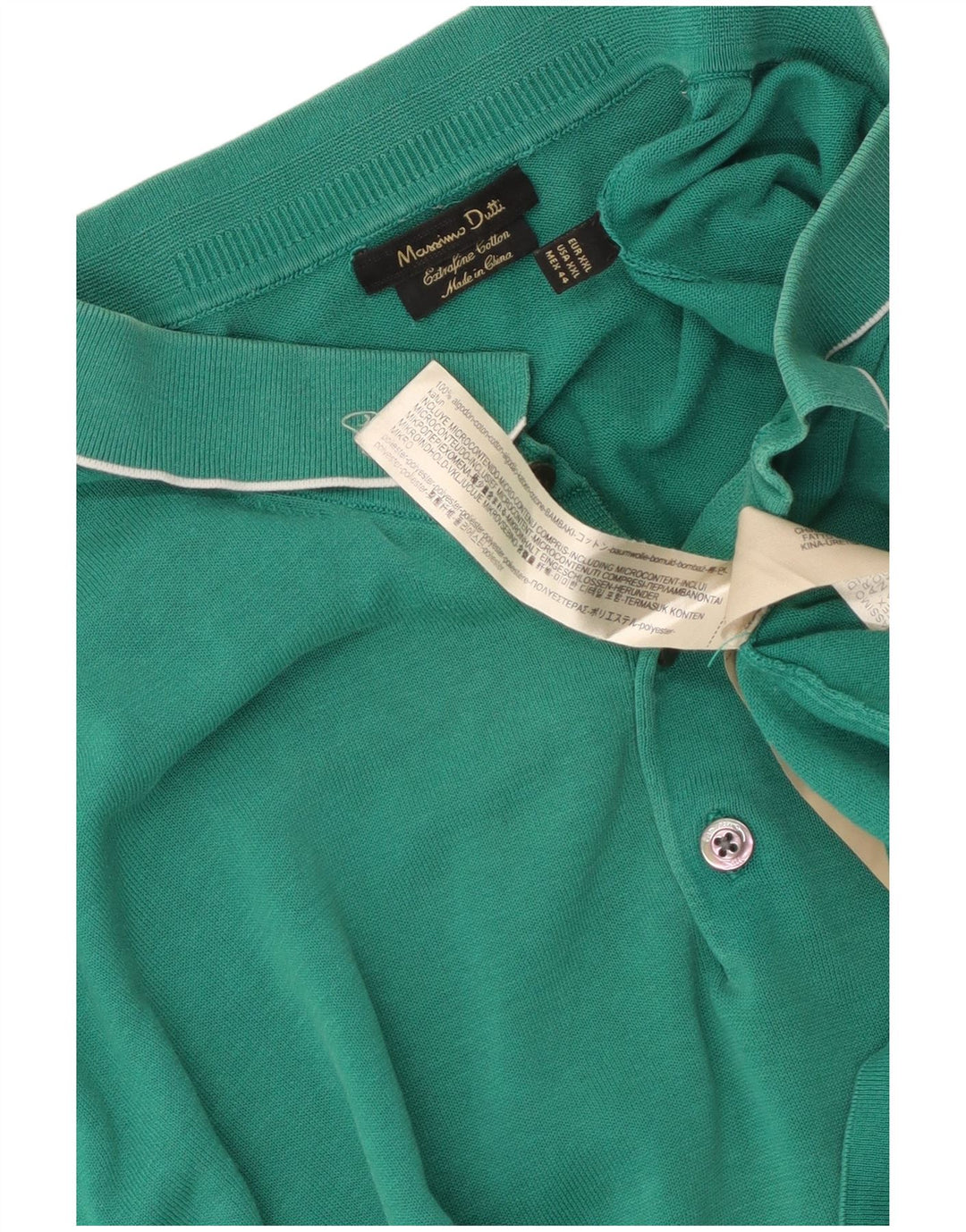 Massimo Dutti Polo Hombre 2XL Verde Algodón
