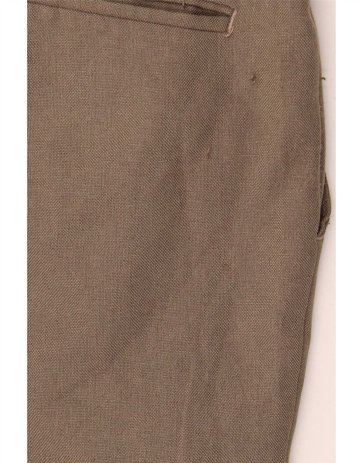 Farah Pantalón de traje con pinzas para hombre W42 L30 Poliéster marrón
