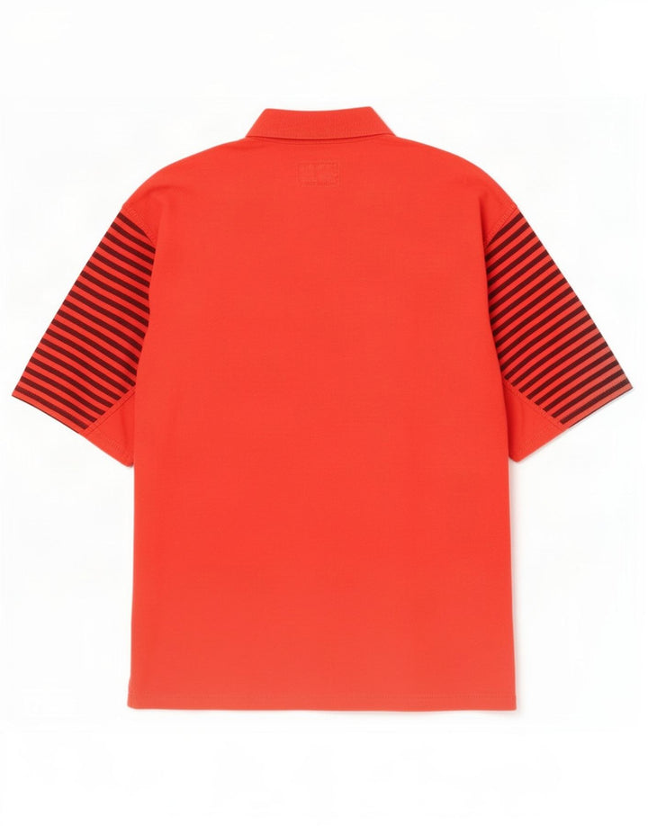 MONTGOMERY Camisa tipo jersey de manga corta para hombre, talla pequeña, color rojo a rayas