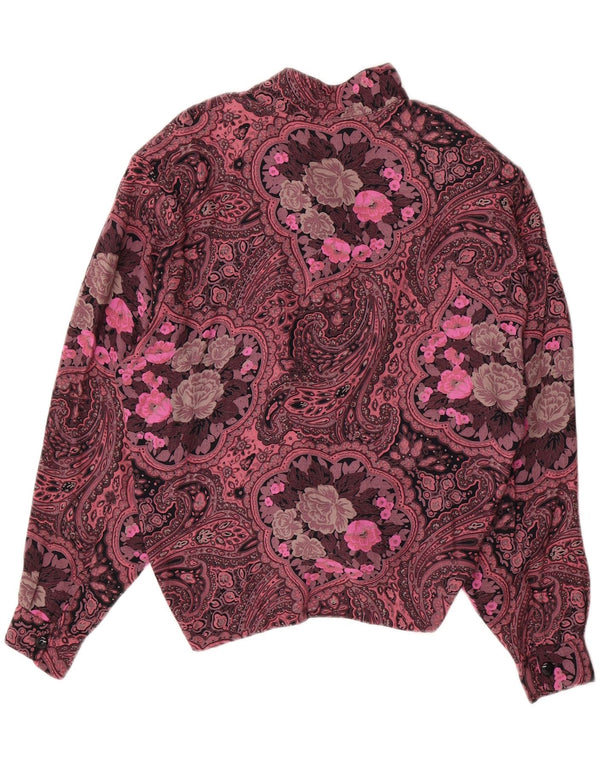 VINTAGE Mujer Camisa de gran tamaño Blusa Reino Unido 14 Viscosa floral rosa grande