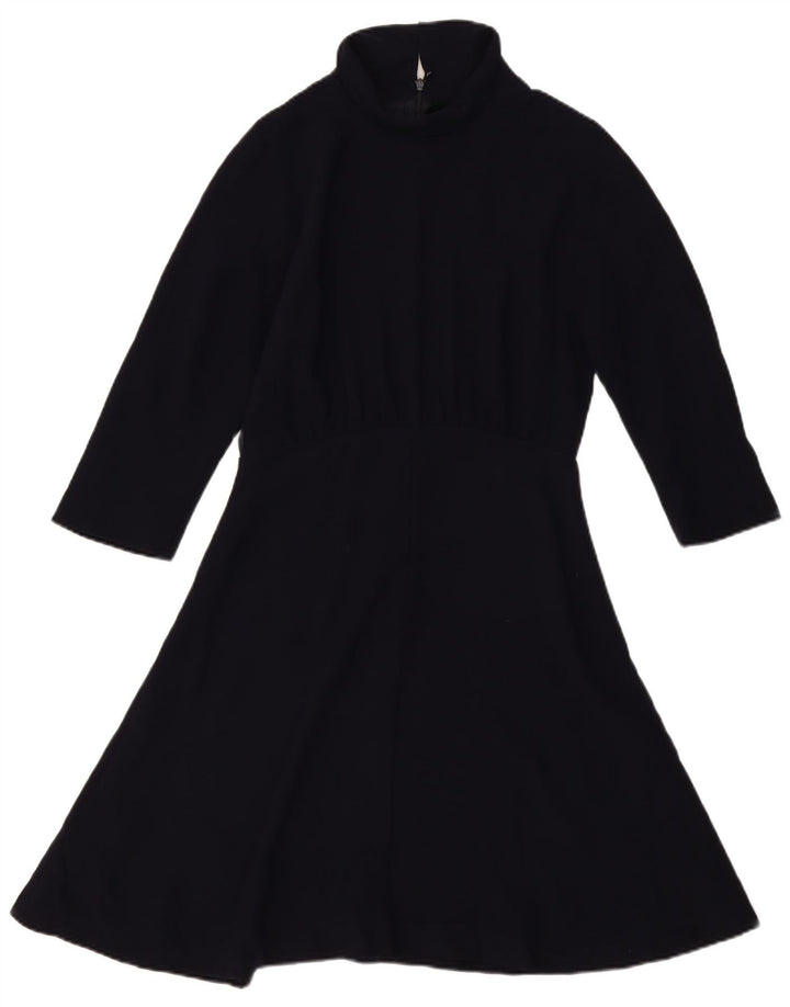 Jigsaw Vestido acampanado de manga 3/4 para mujer UK 40 Mediano Azul marino Poliéster
