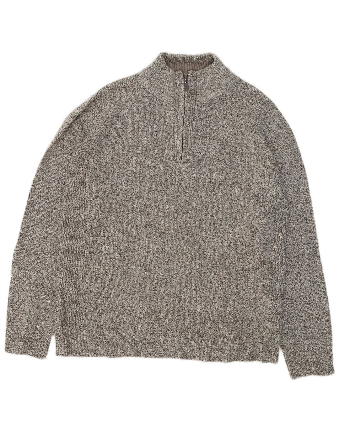Marks & Spencer Jersey tipo jersey con cuello y cremallera para hombre gris medio moteado