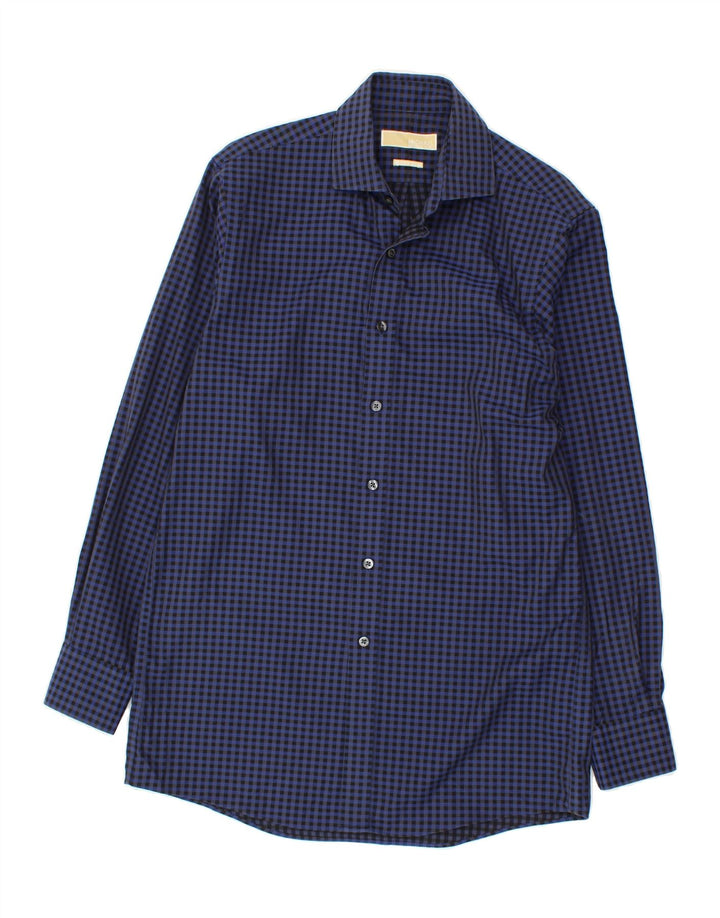 MICHAEL KORS Mens Shirt Size 14 1/2 Small Navy Blue Gingham Cotton Vintage Michael Kors and Second-Hand Michael Kors from Messina Hembry 