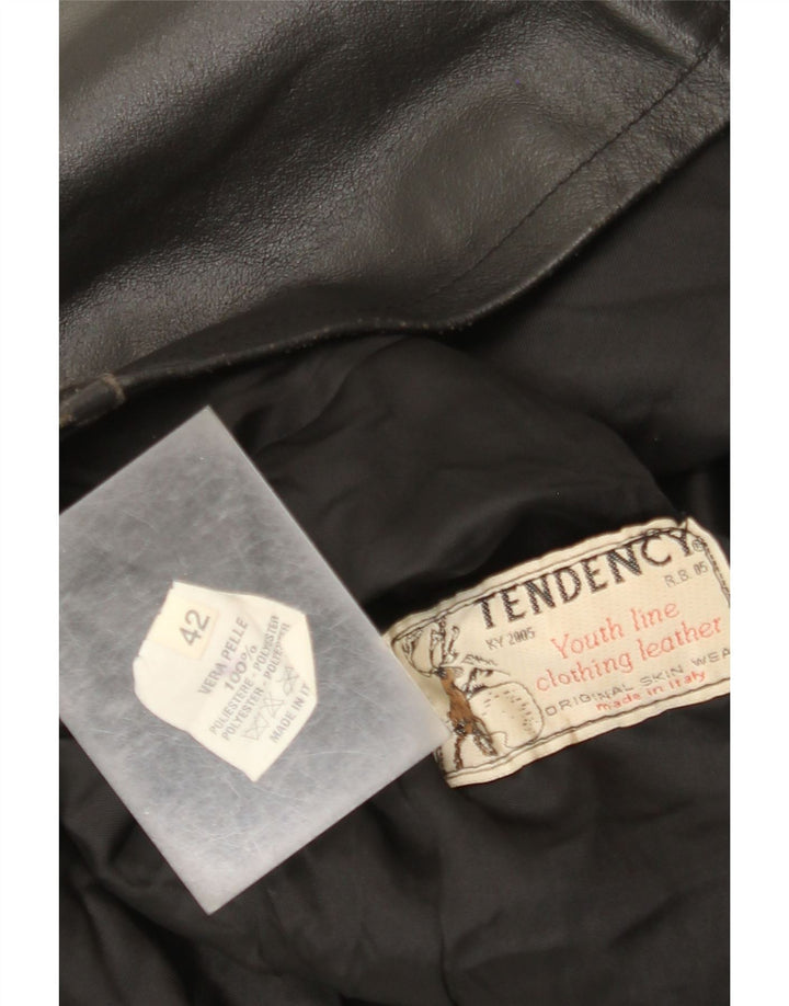 Chaqueta de cuero vintage para mujer IT 42 Cuero negro medio