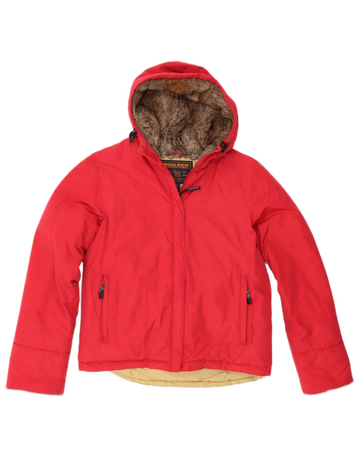 Woolrich Chaqueta acolchada con capucha para mujer Reino Unido 46 Grande Algodón rojo