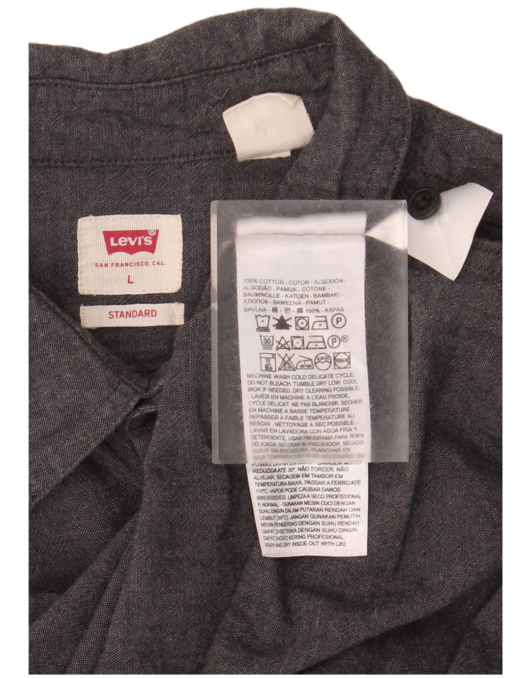 LEVI'S Camisa de manga corta para hombre, ajuste estándar, algodón gris grande