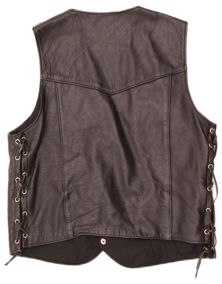 Chaleco de cuero vintage para hombre EU 44 XS negro