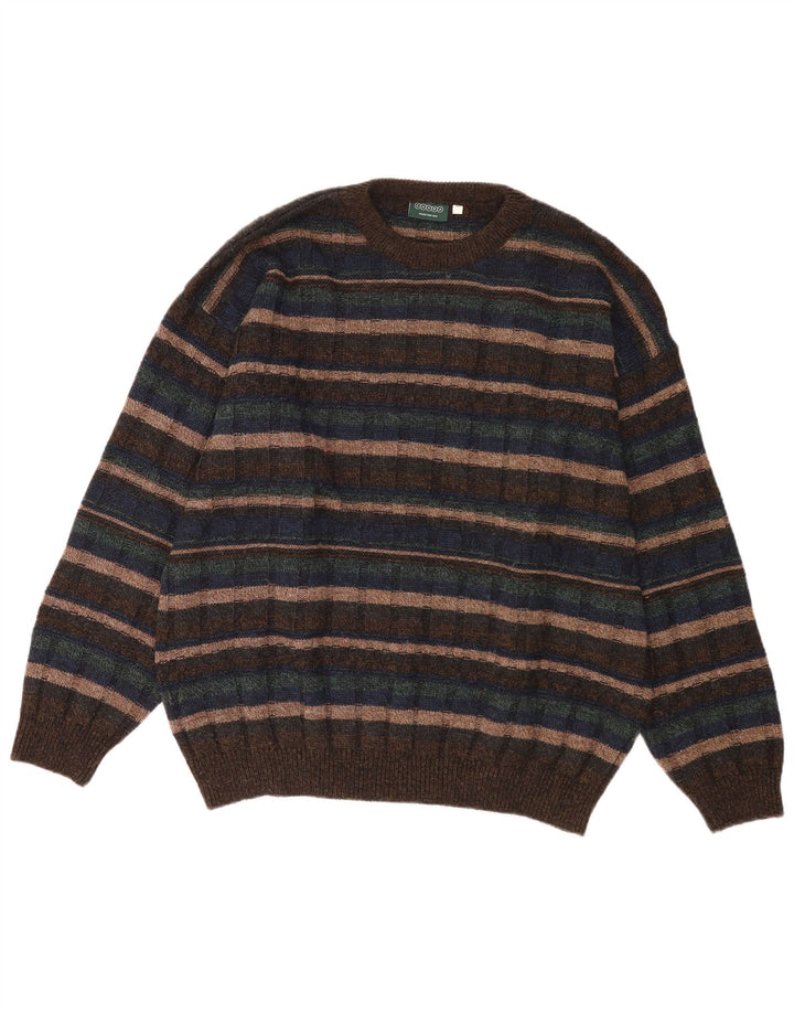 Canda Jersey De Cuello Redondo Para Hombre XL Acrílico A Rayas Marrón