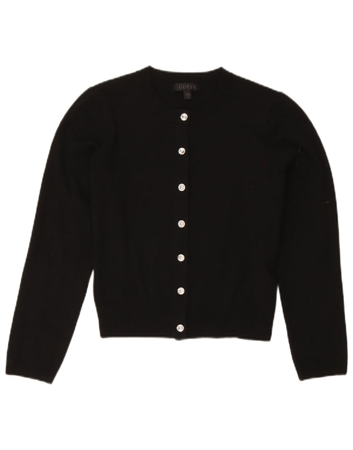 Guess Suéter tipo cárdigan corto para mujer UK 12 Mediano Poliéster negro