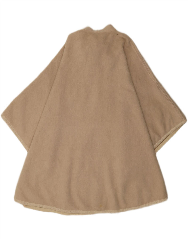 Vintage mujer cabo abrigo un tamaño beige lana virgen