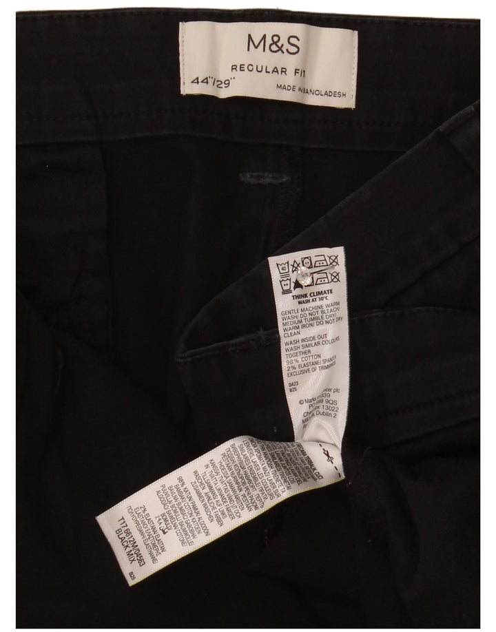 Marks & Spencer Pantalones cortos de corte regular para hombre W44 L25 Algodón negro