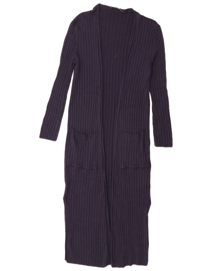 Marks & Spencer Suéter tipo cárdigan largo para mujer UK 10 Small Azul marino