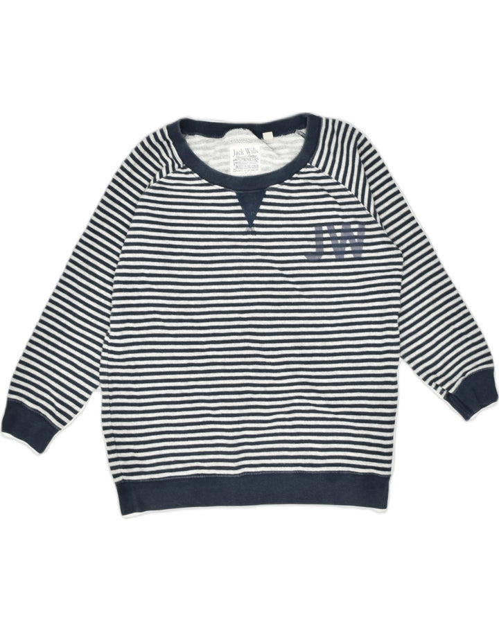 JACK WILLS Womens Sweatshirt Jumper UK 12 Medium  Black Striped Cotton | Vintage Jack Wills | Thrift | Second-Hand Jack Wills | Used Clothing | Messina Hembry 