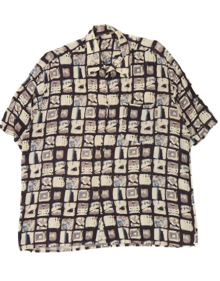 VINTAGE Mens Short Sleeve Shirt XL Multicoloured Patchwork