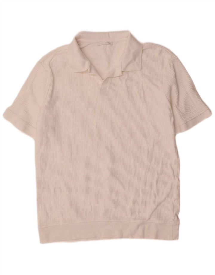 Zara Hombre Polo Polo Algodón Rayas Blanco Mediano