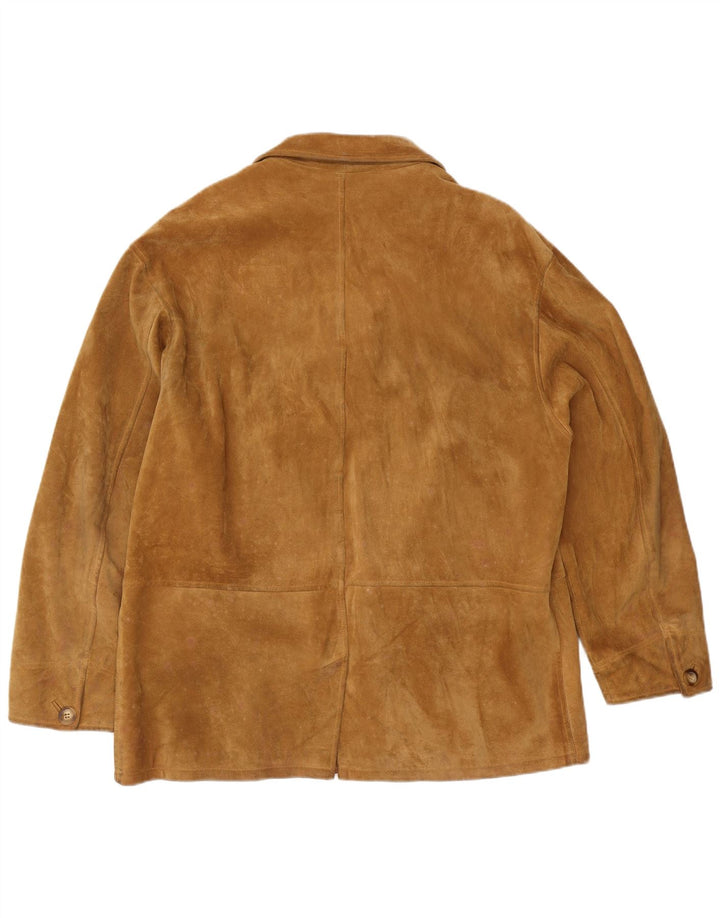 Vintage hombres 4 botones ante Blazer chaqueta IT 56 3XL Beige