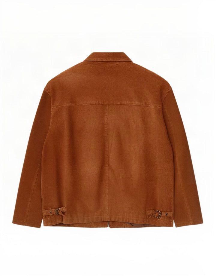 Vintage hombres ante chaqueta Reino Unido 42 XL cuero marrón