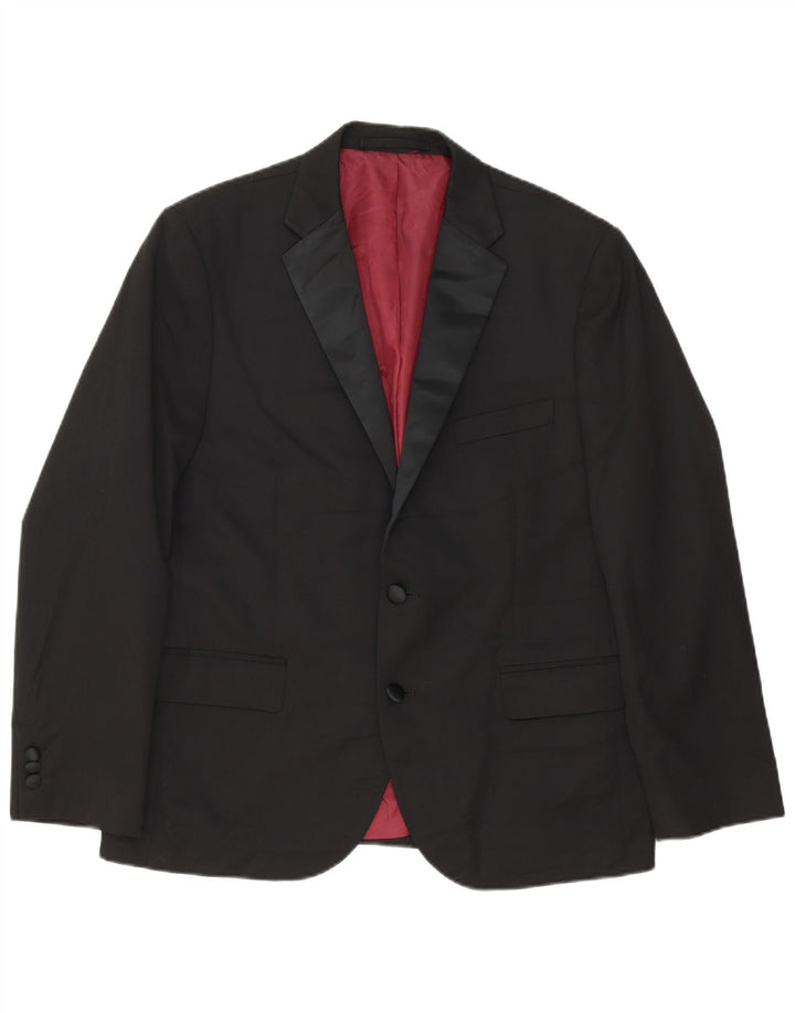 Marks & Spencer Chaqueta tipo blazer con 2 botones y ajuste a medida para hombre, talla 42, color negro