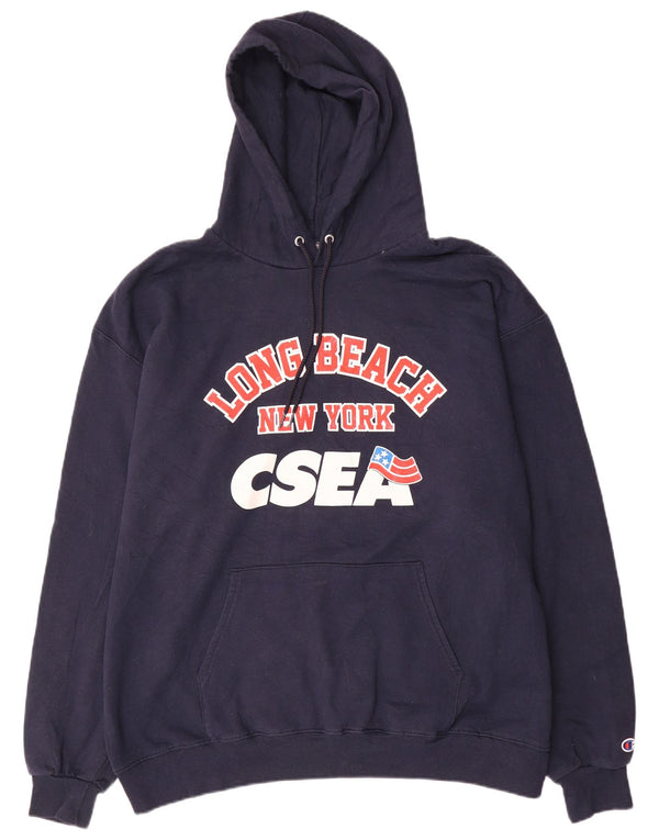 Champion Sudadera con capucha gráfica para hombre, talla 2XL, algodón azul marino