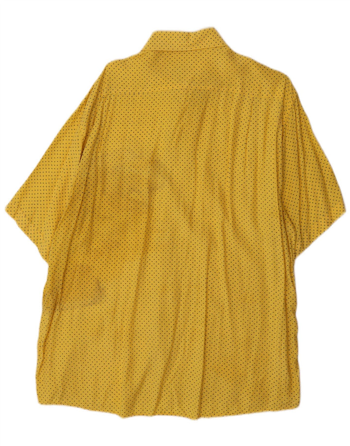 Vintage hombres camisa de manga corta gran viscosa manchada amarilla
