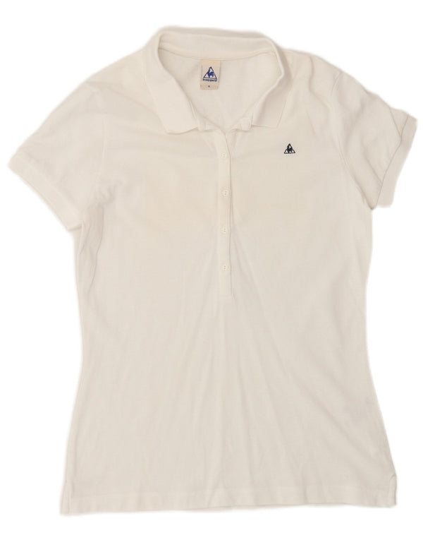 LE COQ SPORTIF Polo para mujer UK 10 Small Blanco Algodón