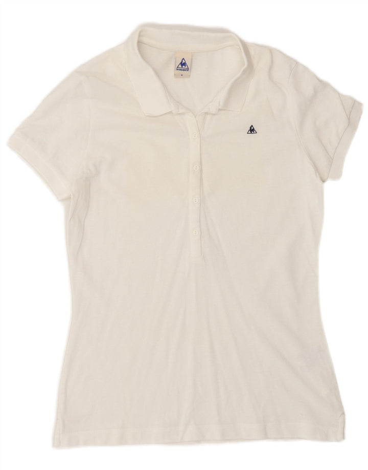 LE COQ SPORTIF Polo para mujer UK 10 Small Blanco Algodón