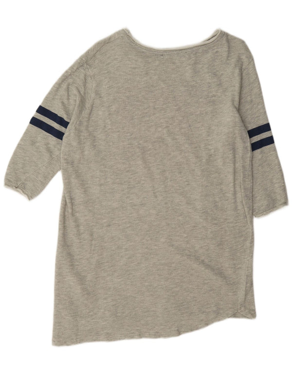 Zara Vestido estilo camiseta con gráfico de manga 3/4 para mujer UK 46 Algodón gris grande