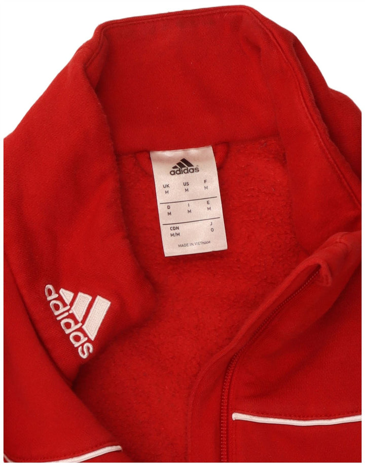 ADIDAS Hombre Zip Neck Sudadera Jumper Medium Rojo
