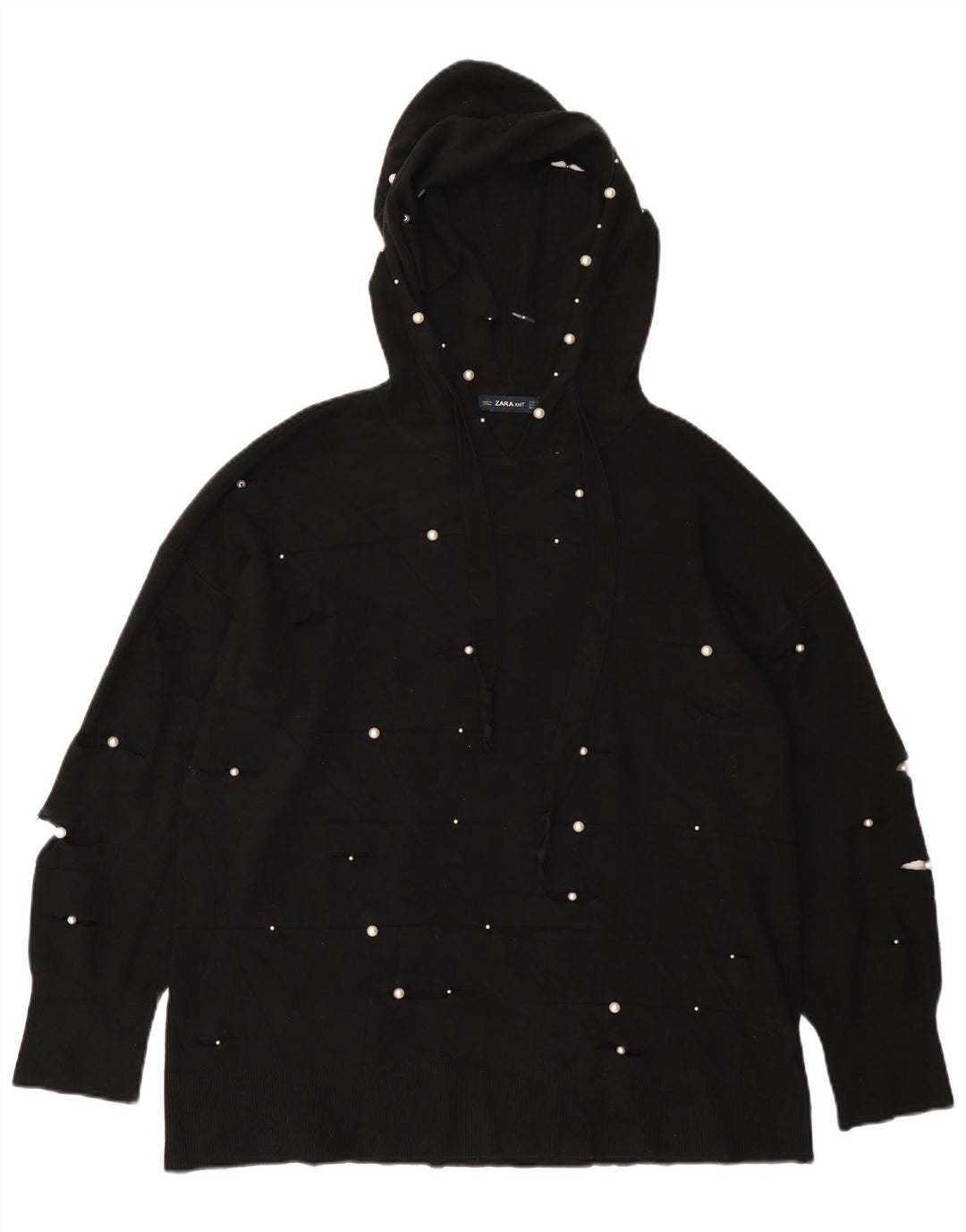 Zara - Jersey extragrande con capucha para mujer, talla S, color negro