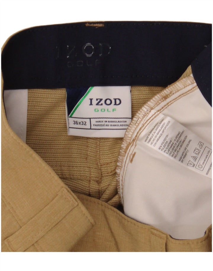 IZOD Pantalón casual recto para hombre W36 L30 Poliéster beige