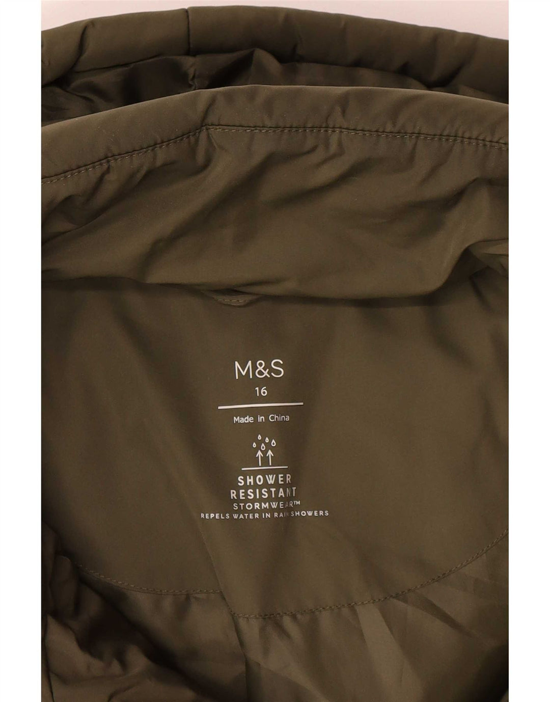 Marks & Spencer Chaqueta acolchada con capucha para mujer UK 46 Large Poliéster caqui