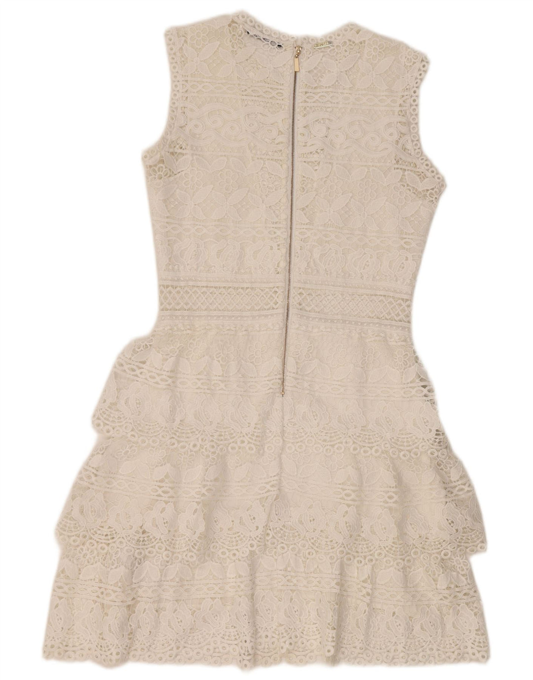 Guess Vestido escalonado de encaje sin mangas para mujer UK 42 Poliéster blanco mediano