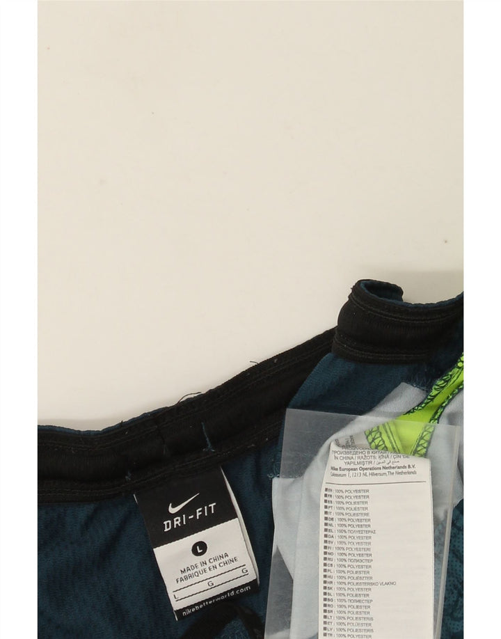 Nike Pantalones cortos deportivos Dri Fit para hombre, poliéster de camuflaje azul grande