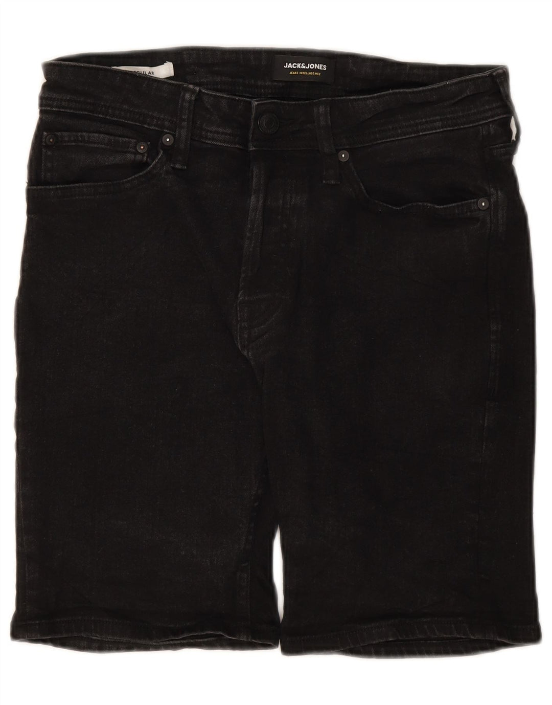 JACK & JONES Mens Regular Fit Denim Shorts Medium W32  Black Cotton